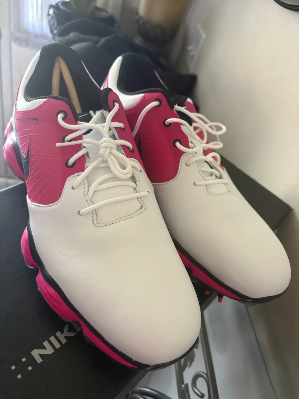 Nike White & Pink Men’s Lunar Control II Golf Shoes